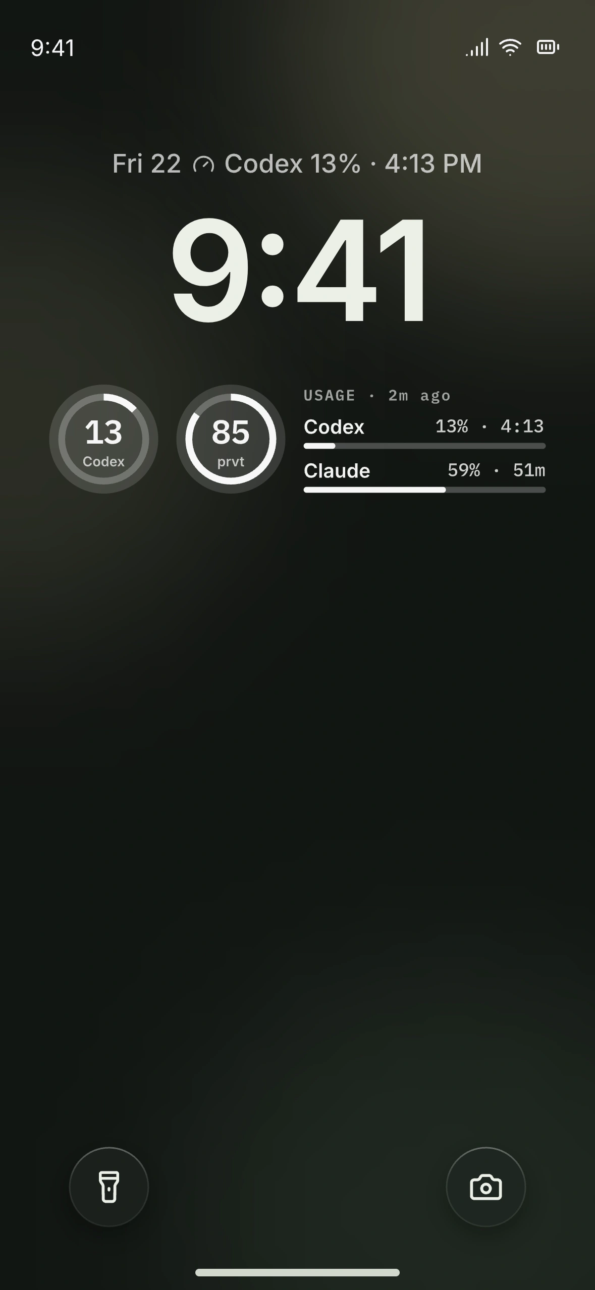 iPhone Lock Screen design preview with Drover usage widgets under the clock